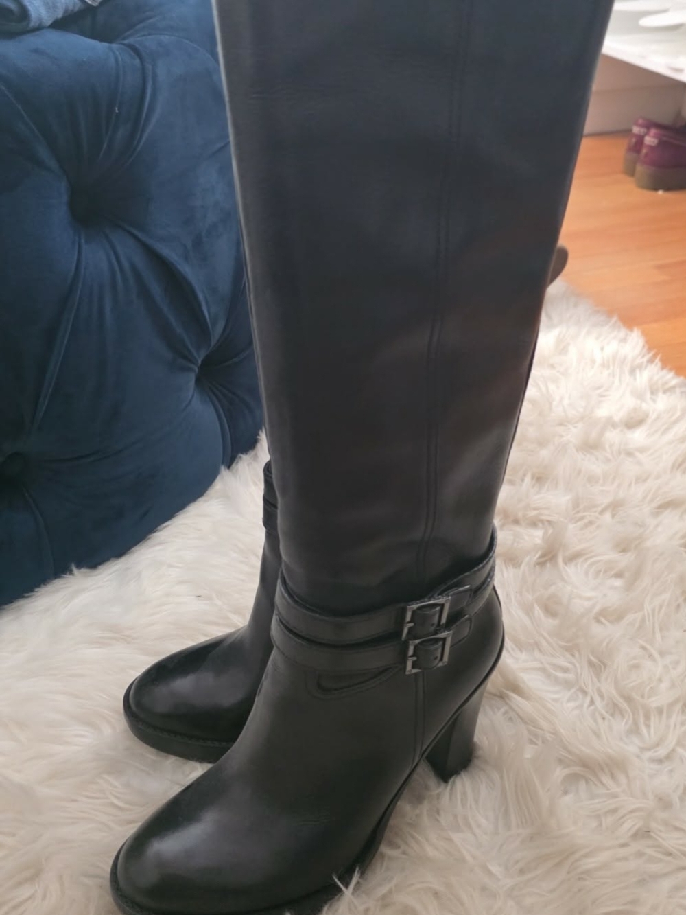Women's Black Tory Burch Knee-High Leather Boots